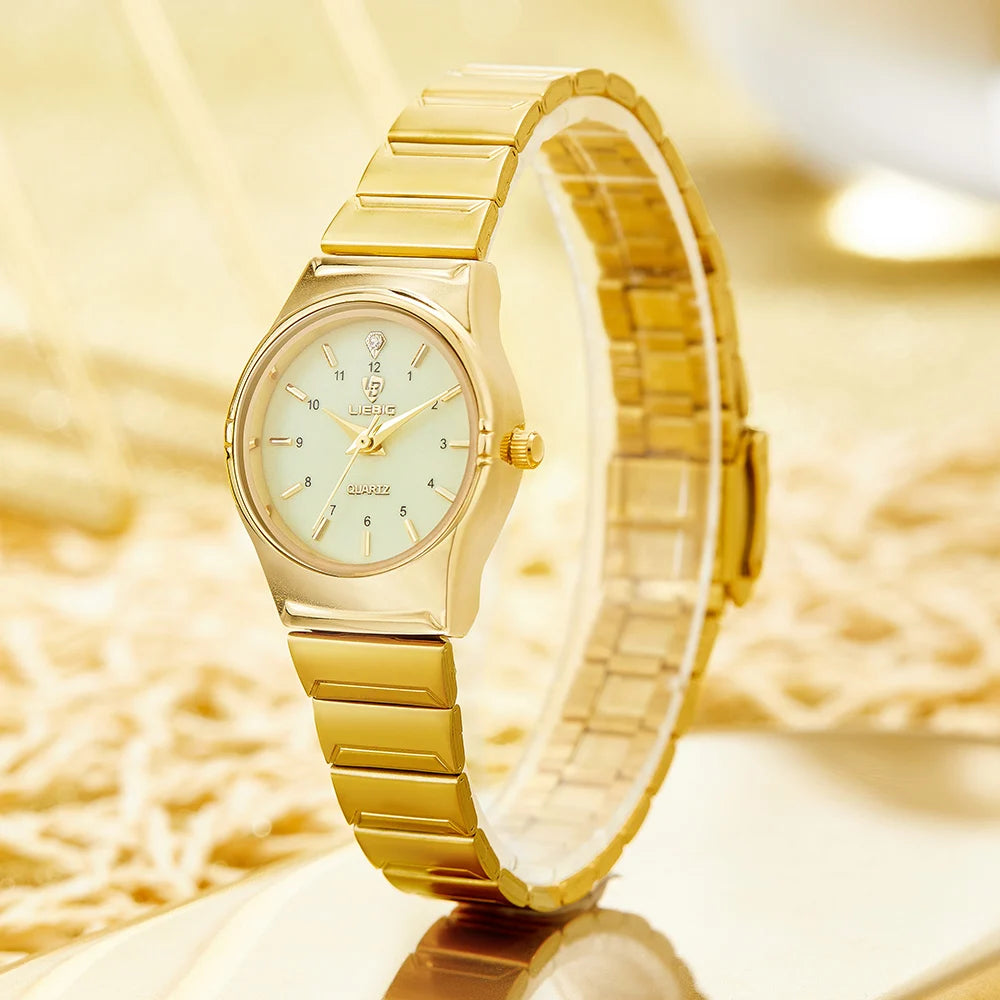 Nuevo reloj Wonen de lujo, pulsera de acero inoxidable de cuarzo dorado, resistente al agua, reloj de pulsera dorado para mujer, reloj para chica, reloj para mujer