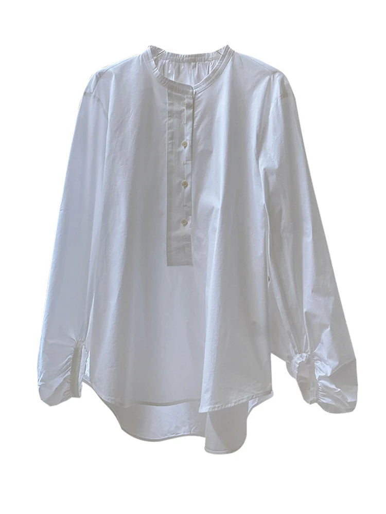 BZVW, Jersey de estilo coreano, camisa para mujer, blusas blancas con cuello redondo y manga acampanada, Tops para mujer, Ropa nueva de primavera 2024 s