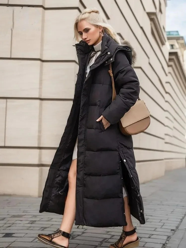 Parka à capuche x-longue pour femme, manteau d'hiver décontracté en coton épais, coupe-vent, chaud, matelassé, à la mode, nouvelle collection hiver 2023