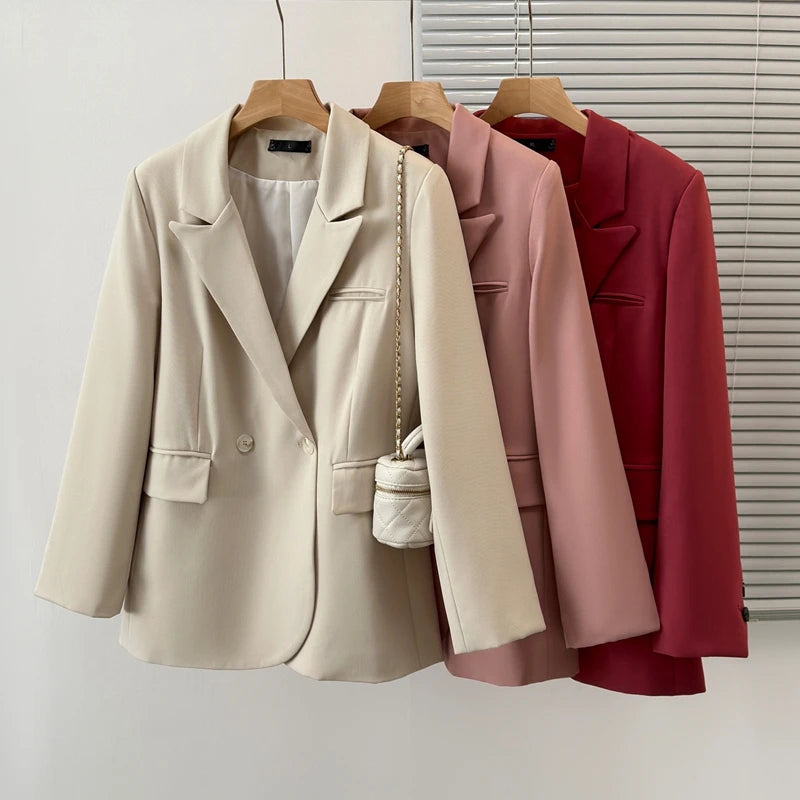 2023 Otoño-Invierno nueva ropa de mujer de talla grande, chaqueta de traje estilo puro deseo versátil Internet celebridad pequeño traje caliente nuevo