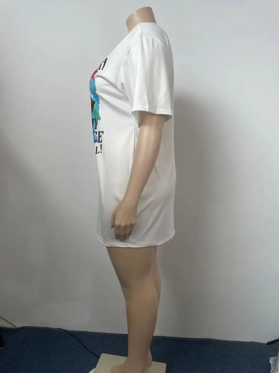 Women's Loose Fitting Short Sleeved Summer T-shirt Dress