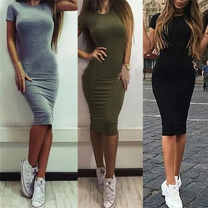 Summer Fashion Tight Dress Women's Short Sleeve Round Neck Dress 3D Printed Women's Sexy Fragmented Flower Wrapped Hip Dress