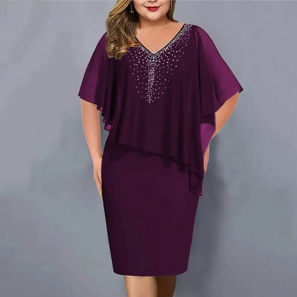 Femmes robes de grande taille pour Banquet irrégulière moulante en mousseline de soie balle bal fête robe Midi fête robe Midi femmes vêtement