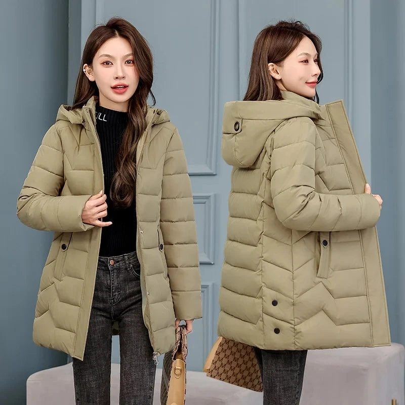 Veste à capuche pour femme, parka coréenne, manteaux amples en coton, pardessus décontracté, épais et chaud, coupe-vent, nouvelle collection hiver 2023