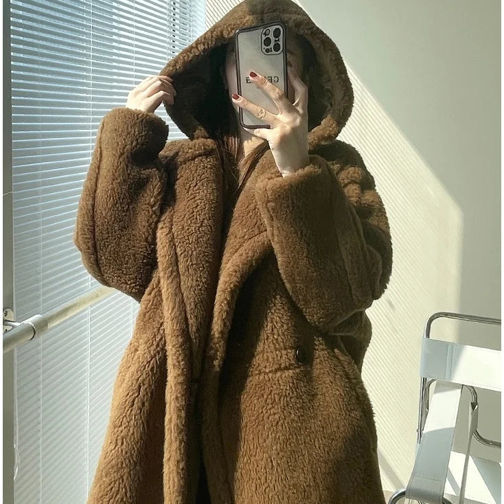 Abrigo De piel cálido invierno abrigo De Alpaca abrigo De lana para mujer ropa De mujer Chaqueta larga De piel abrigo coreano Casacos De Inverno femenino Zm