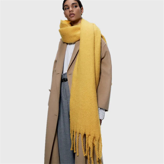 2023 Women's Winter Scarf Ladies Soild Color Cashmere Warm Shawls and Wraps Long Tassels Pashmina Blanket Scarves