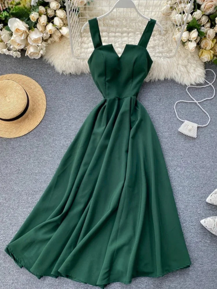 Summer Robe 2024 Dress Women V Neck Long Party Evening Dresses Sexy Tank Backless Spaghetti Strap Maxi Female Holiday Vestidos