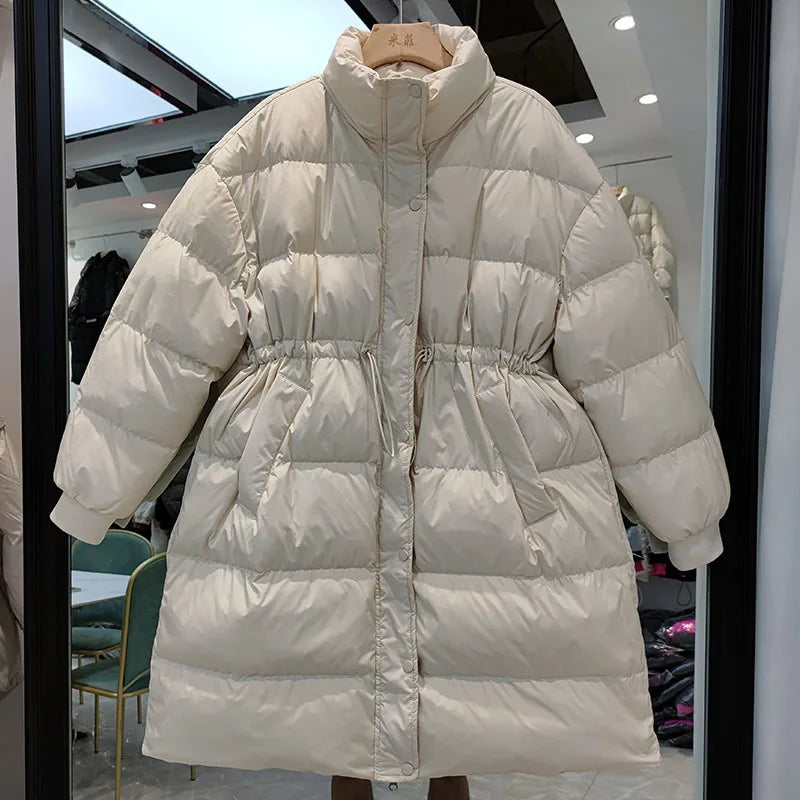 Veste en duvet de canard blanc pour femme, parka épaisse et chaude à col montant, ample avec fermeture éclair, manteau bouffant de neige, collection hiver 2022, 90%