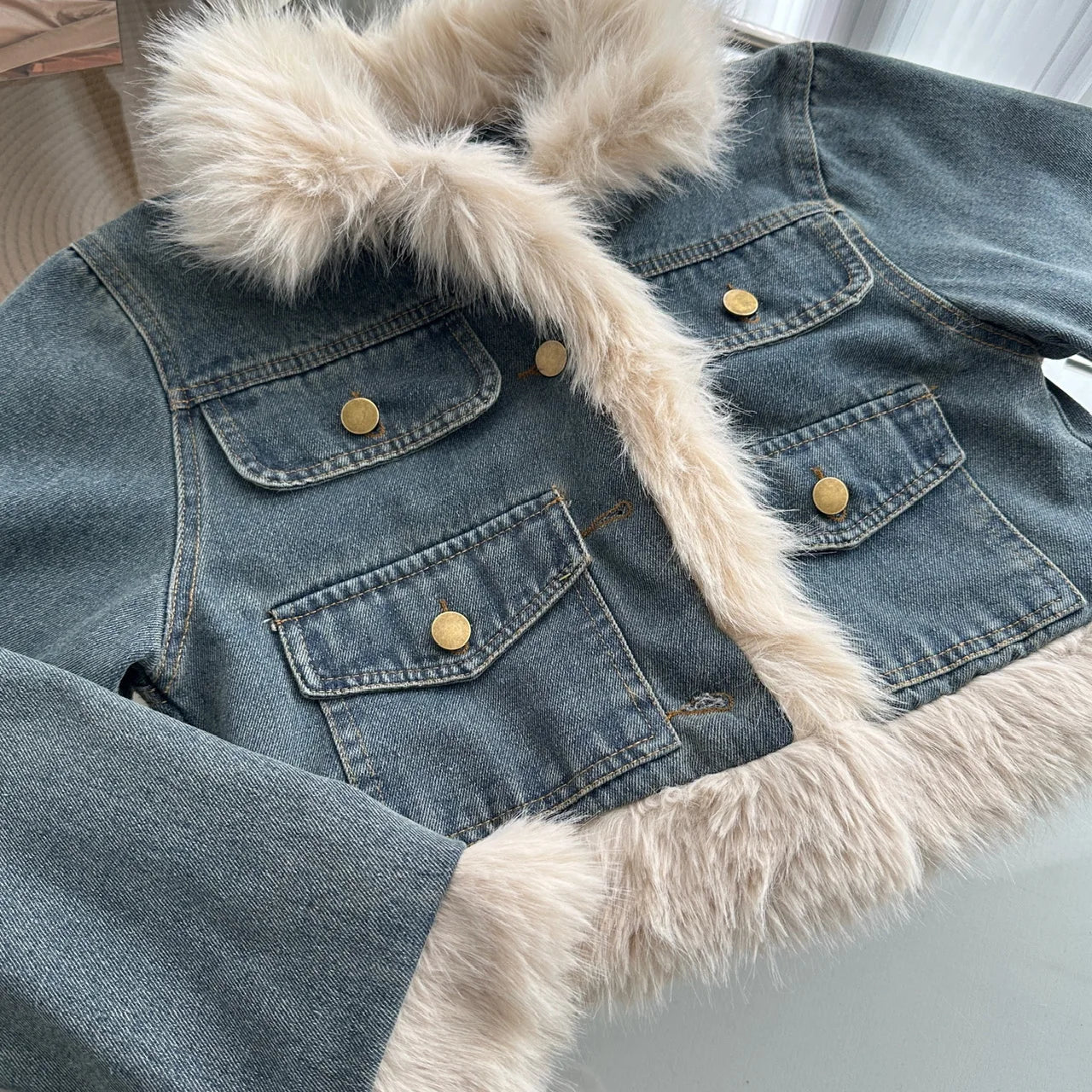 Otoño Invierno trajes de falda vaquera 2023 Denim patchwork Jeans abrigo mujeres High Sense High Street Sweet Cool conjuntos de dos piezas ropa