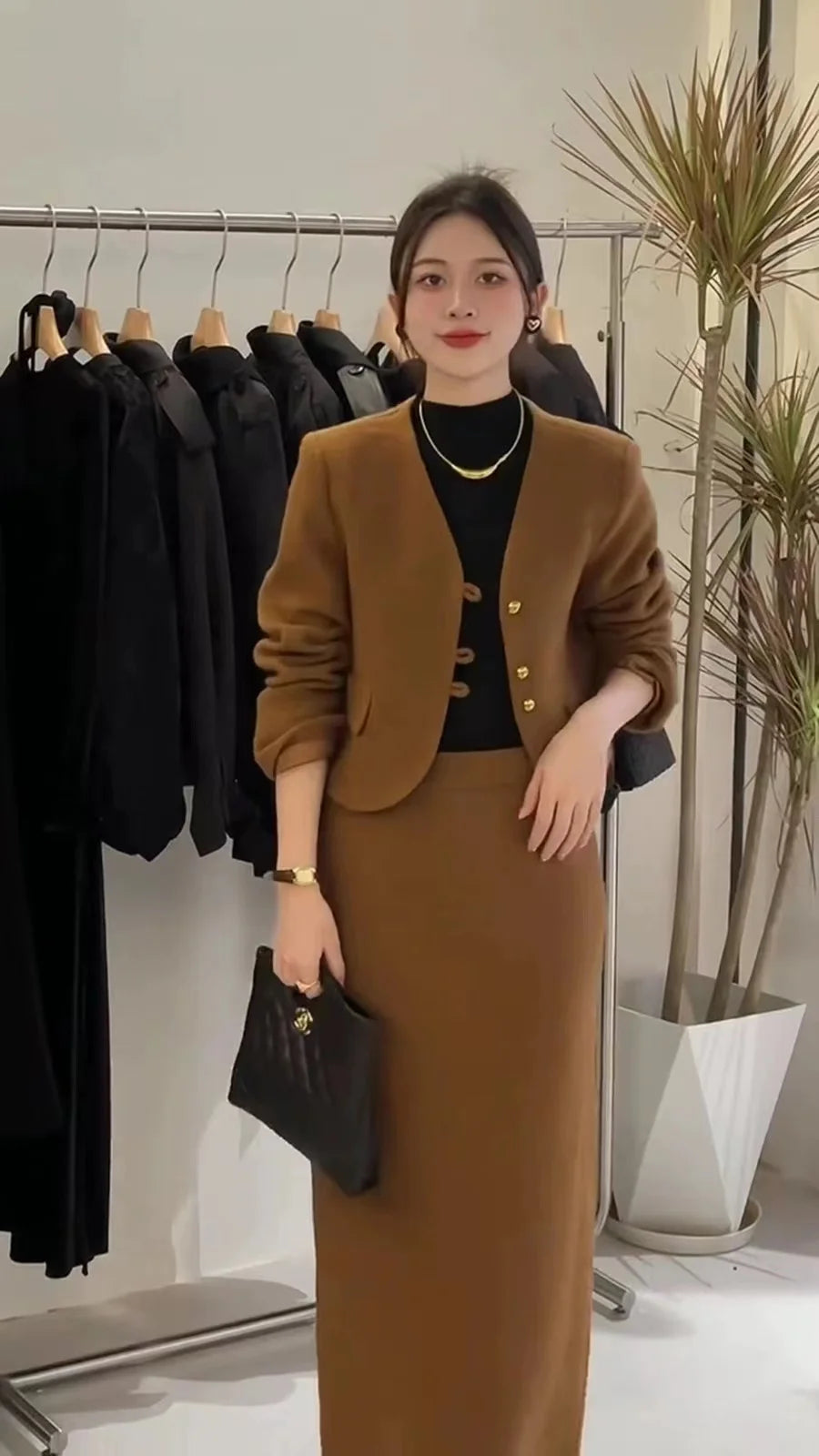 Tenue d'automne, ensemble complet de vêtements pour femmes, tempérament haut de gamme, luxueux, Style chinois, petit parfum, jupe de sœur royale