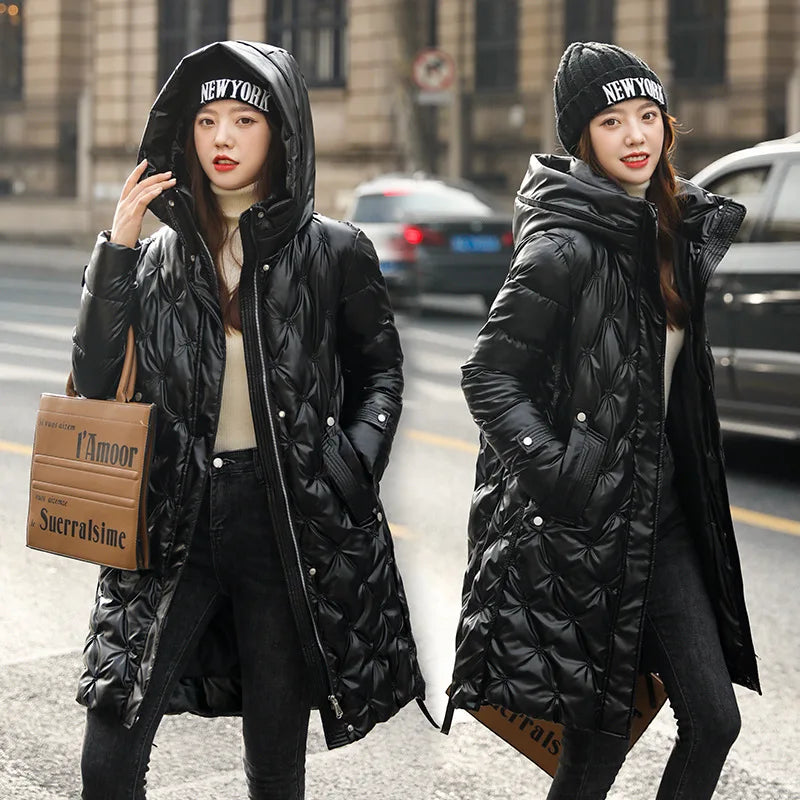 Winter New Fashion Long Cotton-padded Coat Womens Casual Hooded Parkas Womens Winter Jacket Coat Down Jacket Female