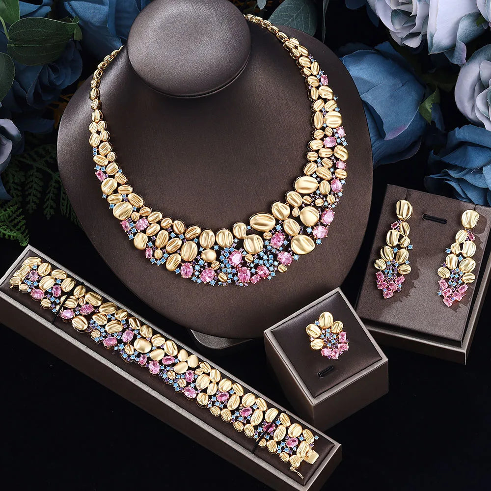 2022 Hot Sale New Bride Jewelry Set New Fashion Dubai Complete Jewelry Set Suitable for Women's Wedding Party Accessories Design