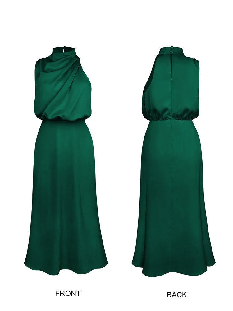 Robe longue d'été en Satin de soie, haut de gamme, sans manches, mode femmes, robes de célébrité élégantes, robe de soirée, vêtements de fête pour dames