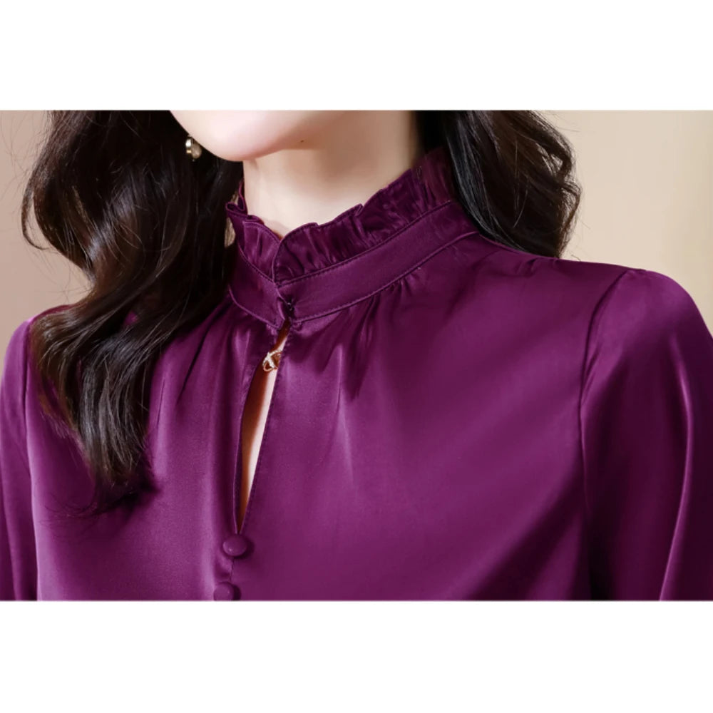 Fashion Woman Blouses Solid Color Long Sleeves Shirts Spring Autumn Loose Tops OL Business Wear Office Shirts Female Clothing