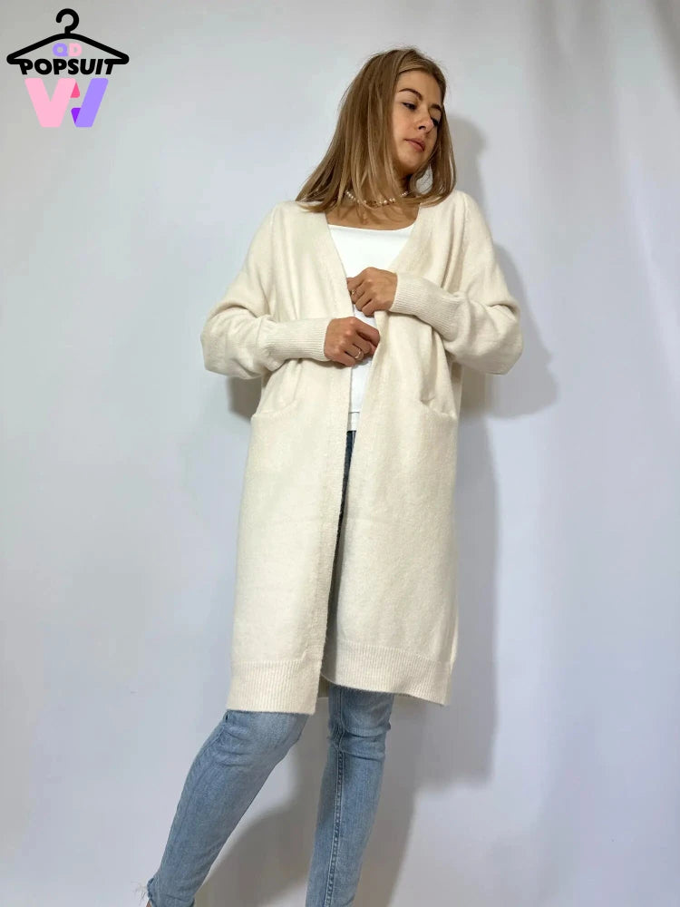 Chandails pour femmes Cardigan tricoté nouveau automne hiver doux coréen Long pull manteau paresseux haut ample Style Preppy femmes vêtements