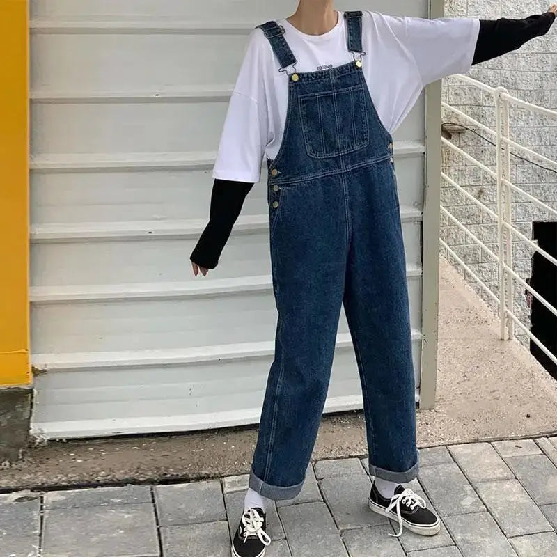 Denim Jumpsuits Women Pockets Loose All-match High Waist Trousers Vintage Streetwear Clothing S-5XL Daily Korean Style Autumn