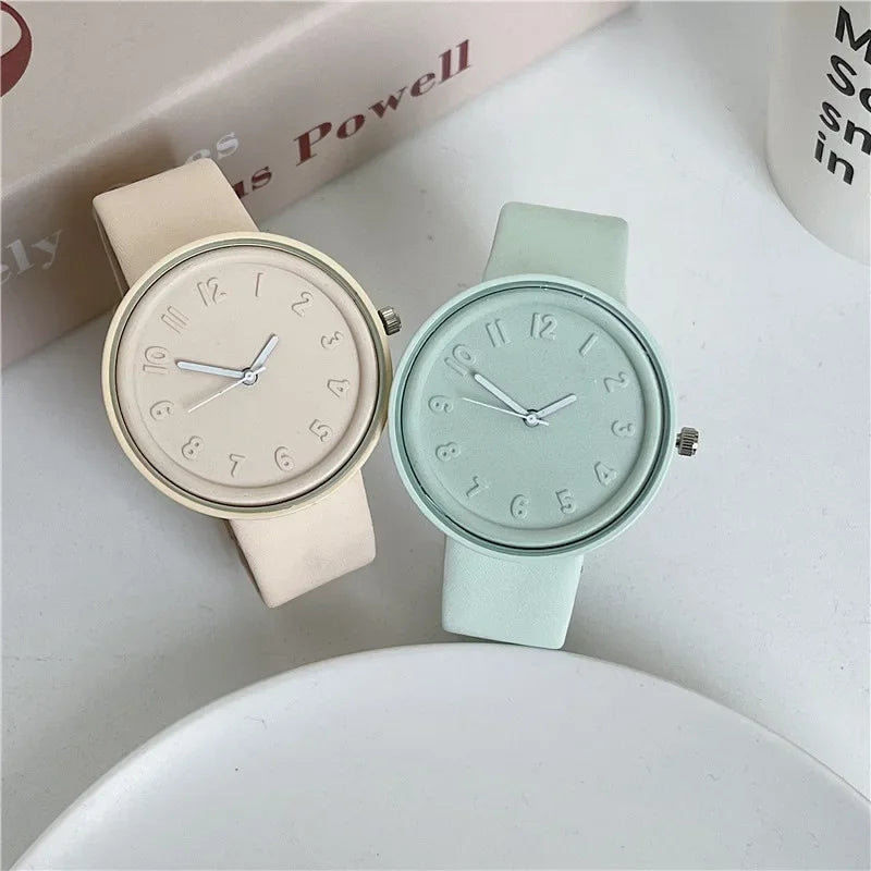 Relojes Macaron a la moda para Mujer, Reloj de cuarzo sencillo con temperamento para Mujer, Reloj Digital Retro para estudiantes, Reloj para Mujer