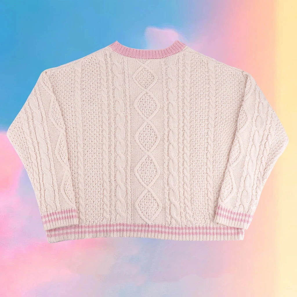 💖Amoureux de la broderie étoiles d'automne 💖 Cardigans tricotés en coton rose pour femme, pulls chauds et amples pour le printemps, cardigan Y2k