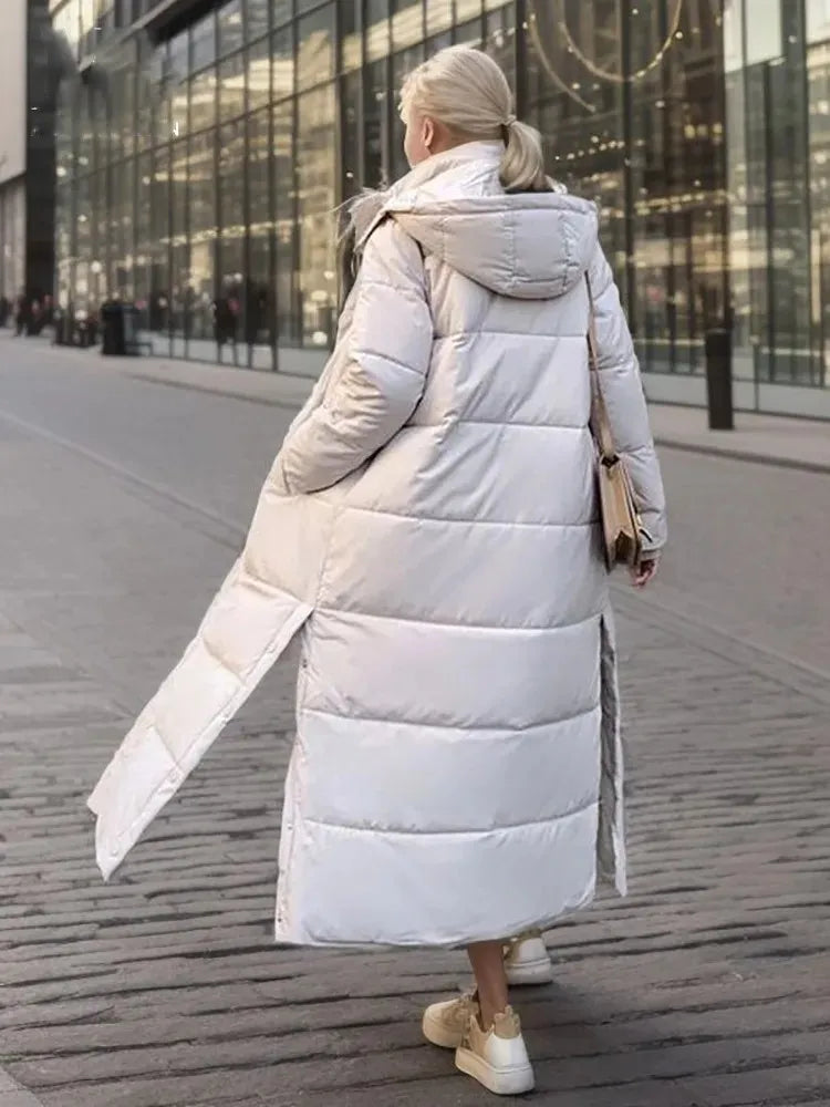 Parka à capuche x-longue pour femme, manteau d'hiver décontracté en coton épais, coupe-vent, chaud, matelassé, à la mode, nouvelle collection hiver 2023