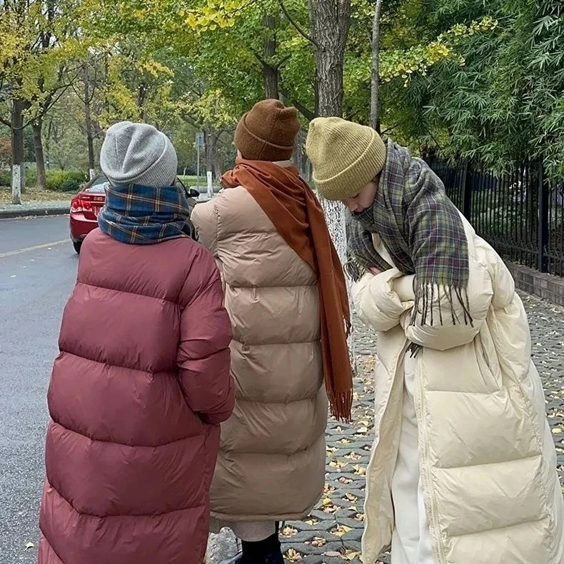 Chaqueta de plumón de invierno para mujer, Parka larga de gran tamaño, chaqueta acolchada de algodón coreano 2023, abrigo acolchado cálido para mujer, prendas de vestir para nieve a prueba de viento 2023