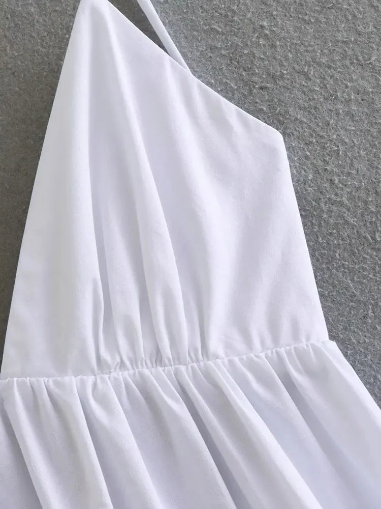 TRAF 2023 Summer White Long Dresses For Women Slip Dress Sexy Backless Sleeveless Dress Ladies Holiday Casual Midi Dress