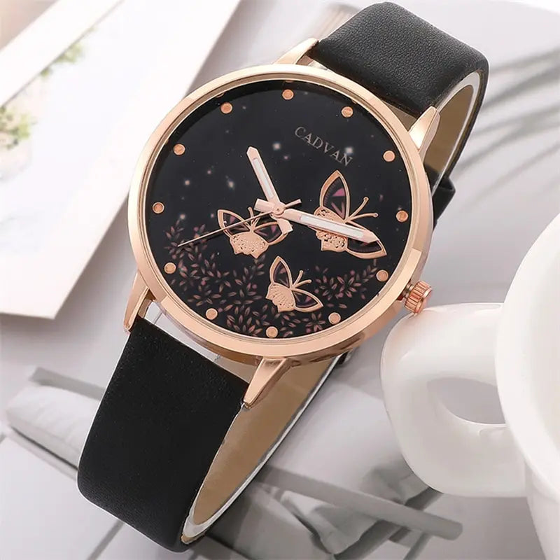 6 pièces ensemble femmes montres dames mode papillon montre nouveau Simple décontracté femmes analogique montre-Bracelet Bracelet cadeau sans boîte