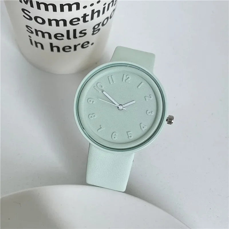 Relojes Macaron a la moda para Mujer, Reloj de cuarzo sencillo con temperamento para Mujer, Reloj Digital Retro para estudiantes, Reloj para Mujer