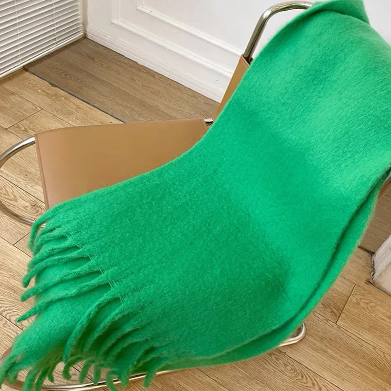 Écharpe d'hiver pour femmes, couleur unie, châles et enveloppes chauds en cachemire, longs glands, couverture Pashmina, 2023