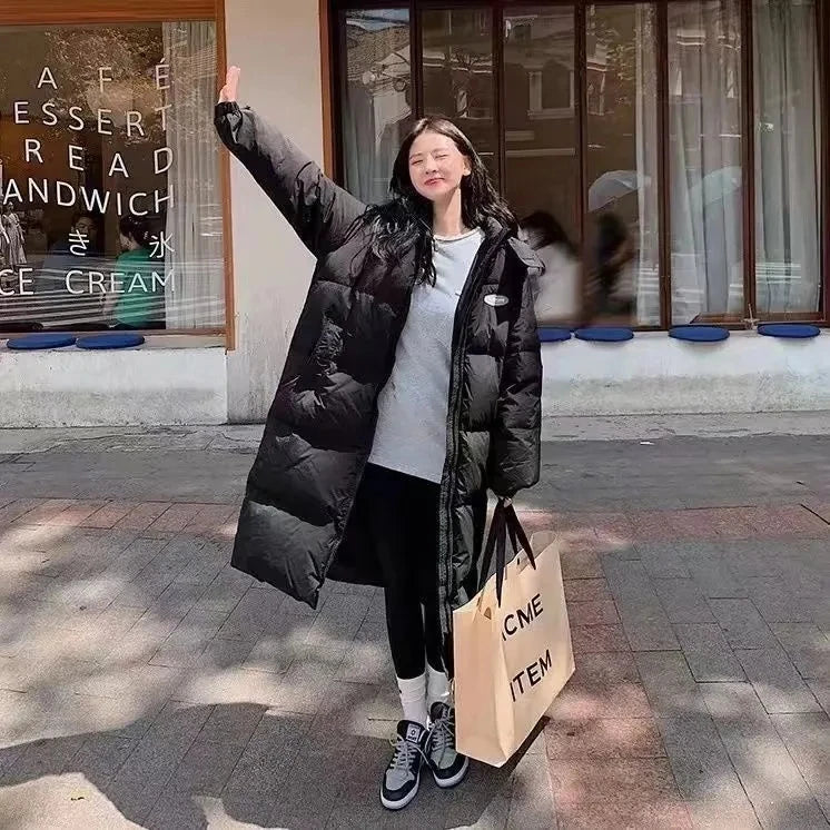 Abrigo de algodón con capucha para mujer, chaqueta acolchada de algodón, Parkas largas acolchadas de invierno, abrigo grueso y cálido a prueba de viento, novedad de 2023