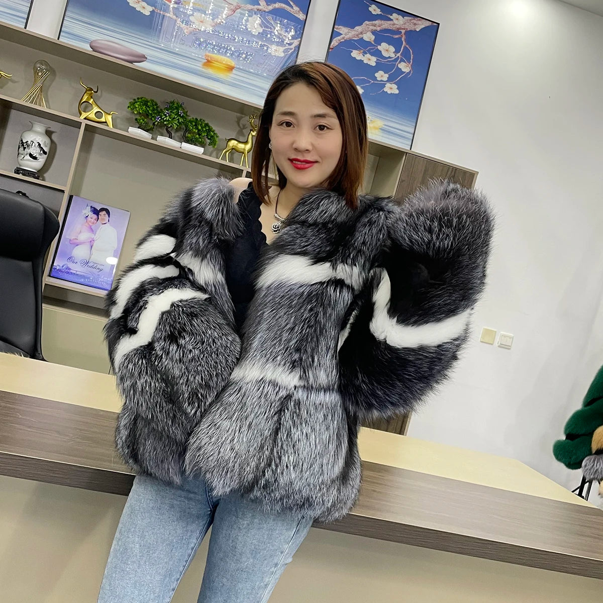 2023 New Real fur,Korean design Celebrities Luxury  Vintage Women"s natural fox fur coats and jackets women clothing outerwear