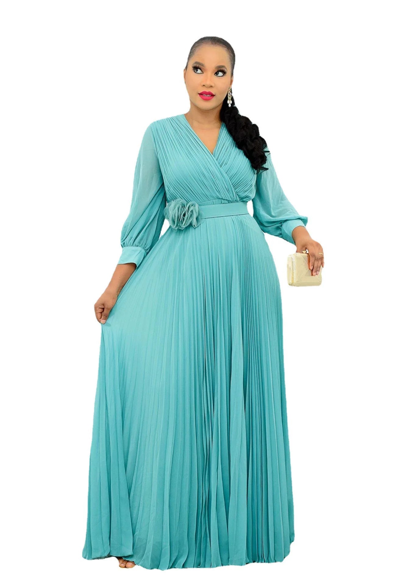 Robes de grande taille 5XL, vêtements à manches longues, robes élégantes de fête de mariage, robe de cérémonie avec ceinture florale pour femmes, 2023