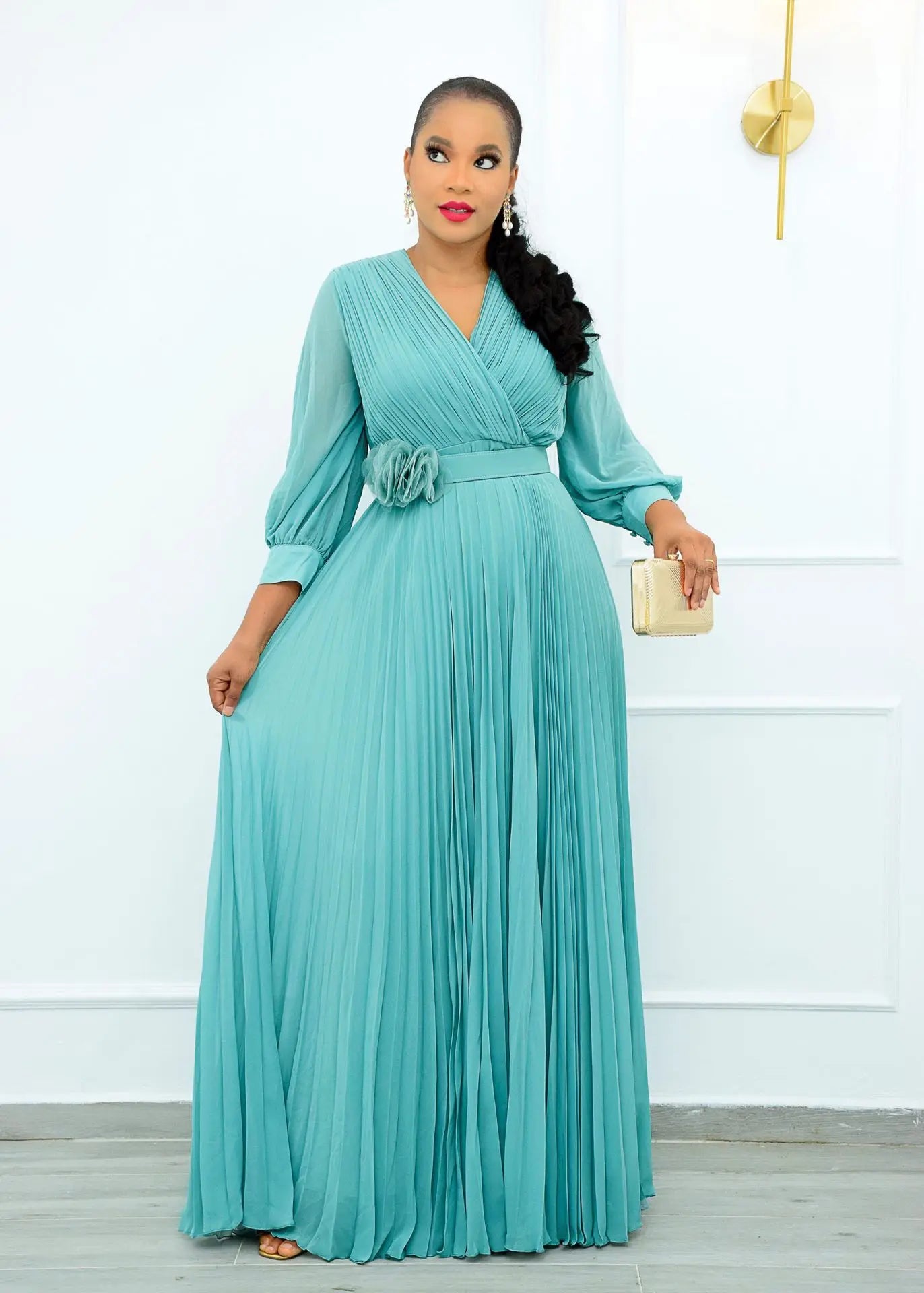 Robes de grande taille 5XL, vêtements à manches longues, robes élégantes de fête de mariage, robe de cérémonie avec ceinture florale pour femmes, 2023