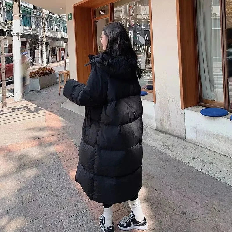 Abrigo de algodón con capucha para mujer, chaqueta acolchada de algodón, Parkas largas acolchadas de invierno, abrigo grueso y cálido a prueba de viento, novedad de 2023