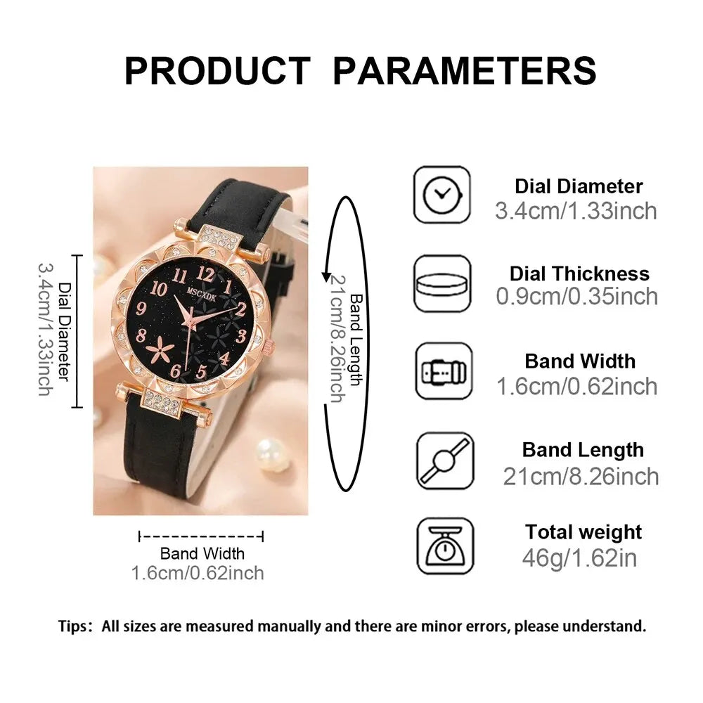 10 pièces montre pour femme ensemble mode décontracté rond femmes montre à Quartz mode épingle à cheveux boucles d'oreilles collier anneau montre ensemble