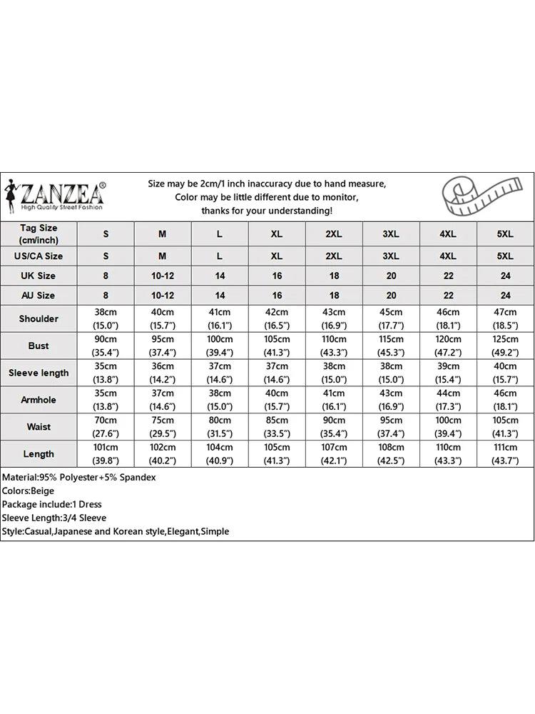 ZANZEA 2023 automne femmes dentelle 3/4 manches Vestidos coréen recueillir taille mince fête robe de soirée solide élégant col rond robe