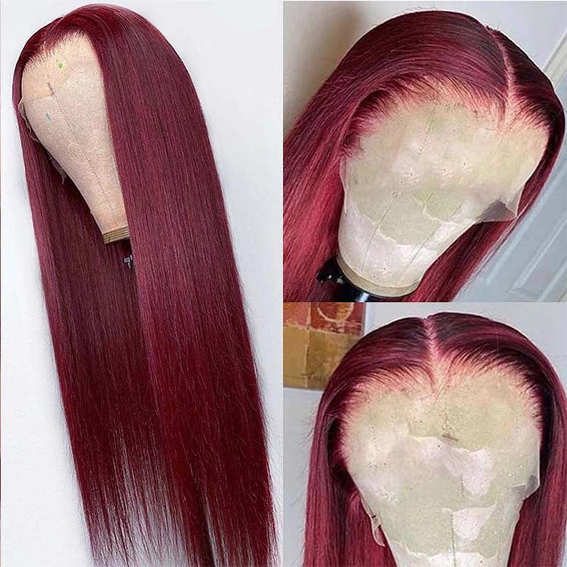 Perruque Lace Front Wig longue et lisse, couvre-chef complet, cheveux lisses