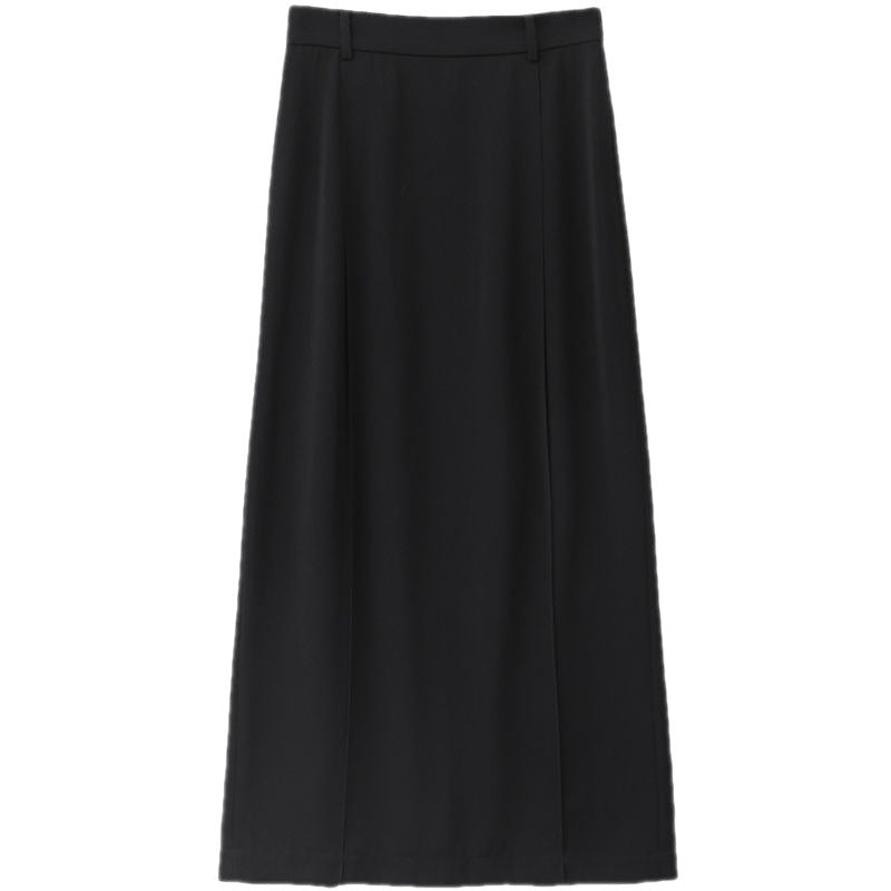 Street Style Black Pleated Straight Loose Slim High Waist Skirt For Women