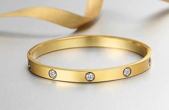 Pulseras De Oro Para Mujer Chapado En Oro De 14 Quilates Amistad Amor Brazalete Pulseras Circonita Cúbica Pulsera De Acero Inoxidable Joyería Navidad San Valentín Regalos De Graduación Para Mujeres Adolescentes Niñas