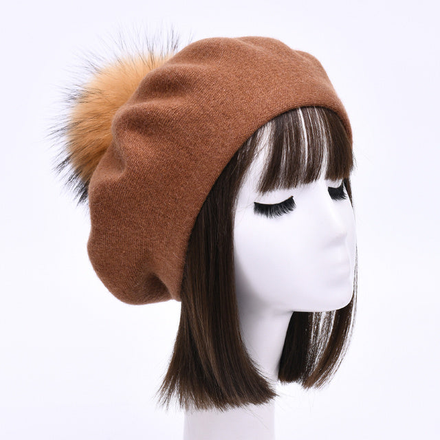 Otoño Invierno Boinas Sombrero Mujer Casual Boina De Lana Tejida Wit