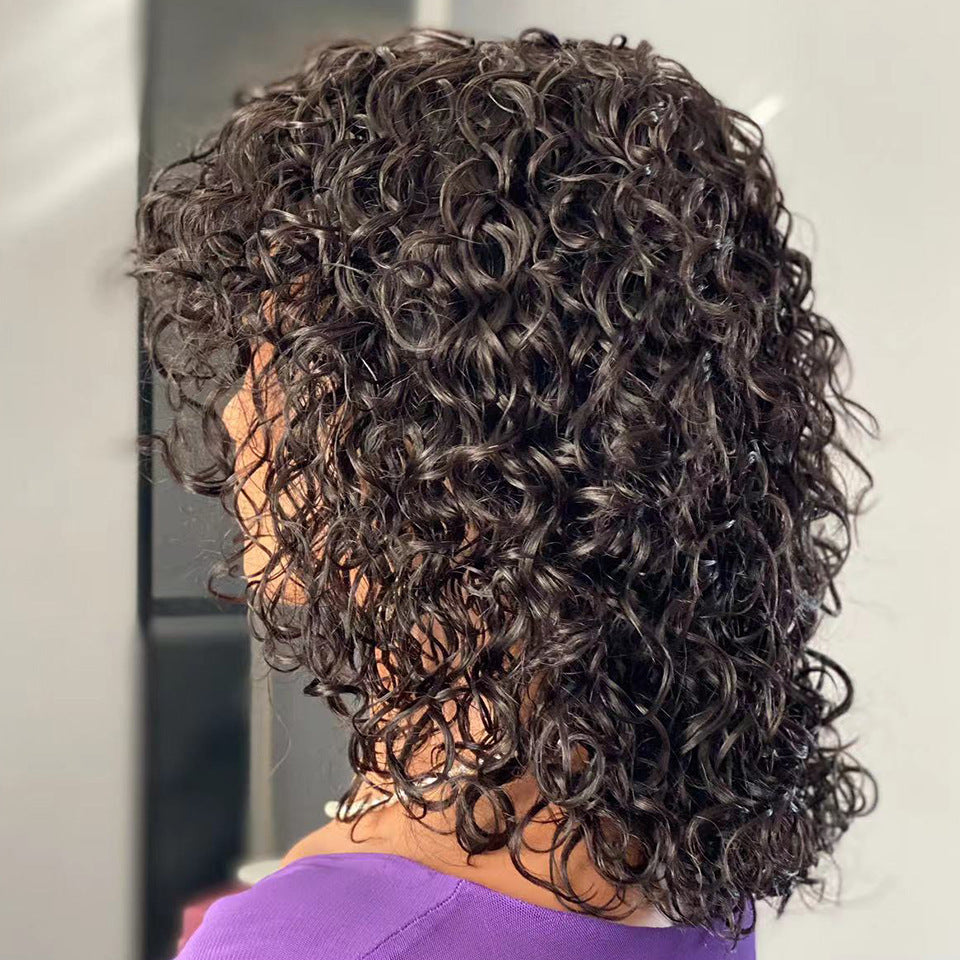 Pelucas de cabello humano con flecos y ondas de agua con flequillo