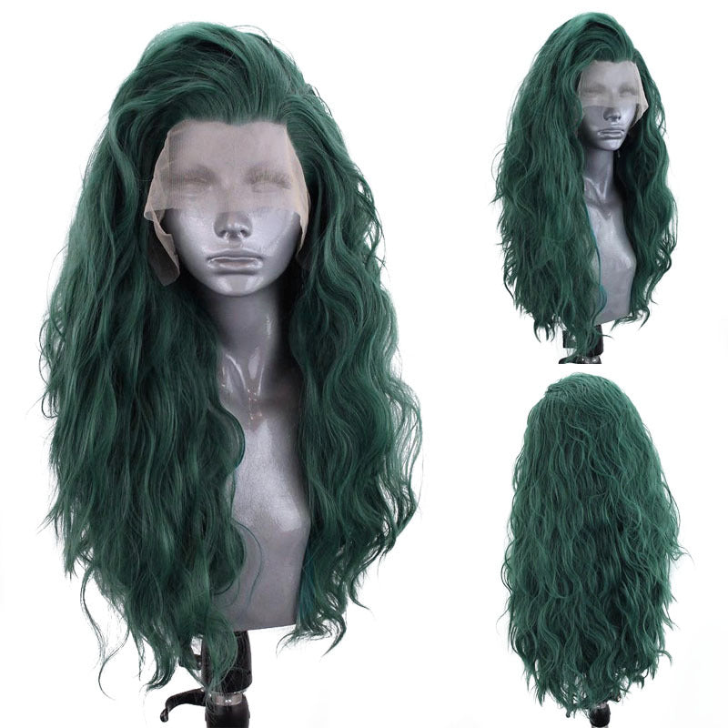 Hand Hook Front Micro-roll Big Wave Chemical Fiber High Temperature Silk Full Lace Wig Female