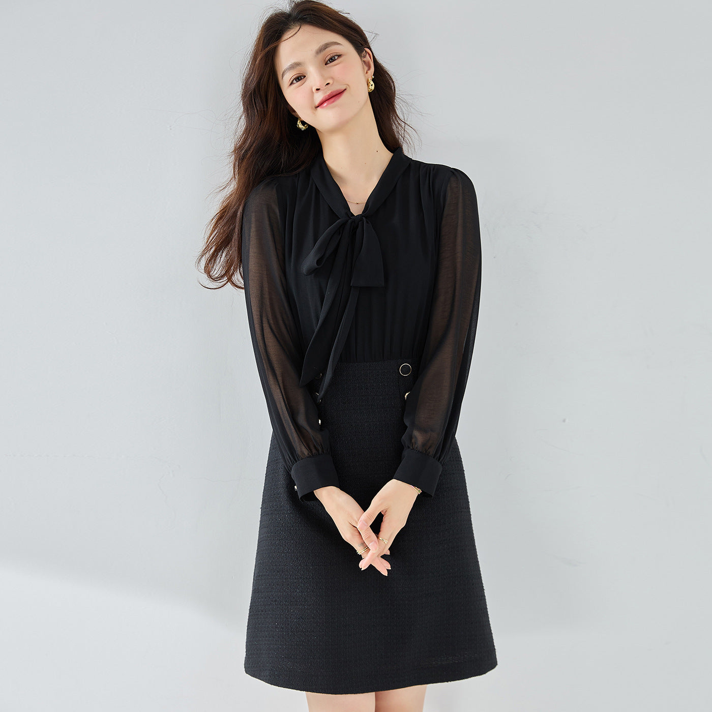 French Elegant Patchwork Waist-slimming Classic Style Dress