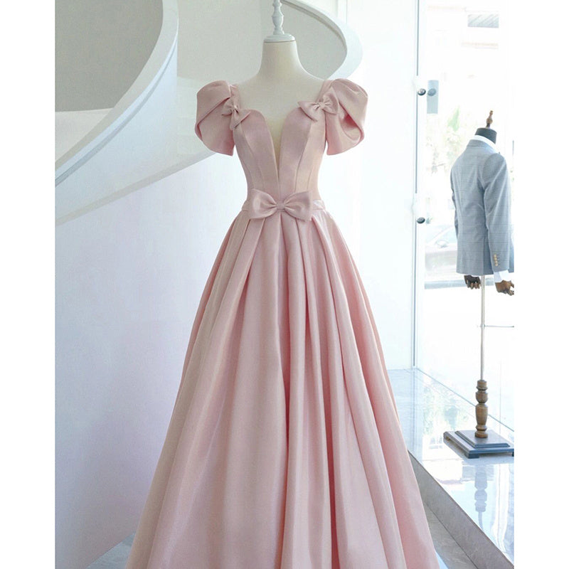 French Satin Temperament Engagement Dress