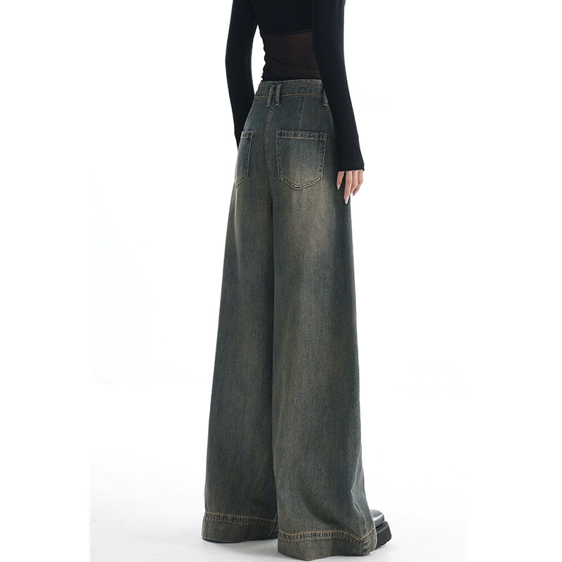 Women's Vintage Washed Wide-leg Jeans