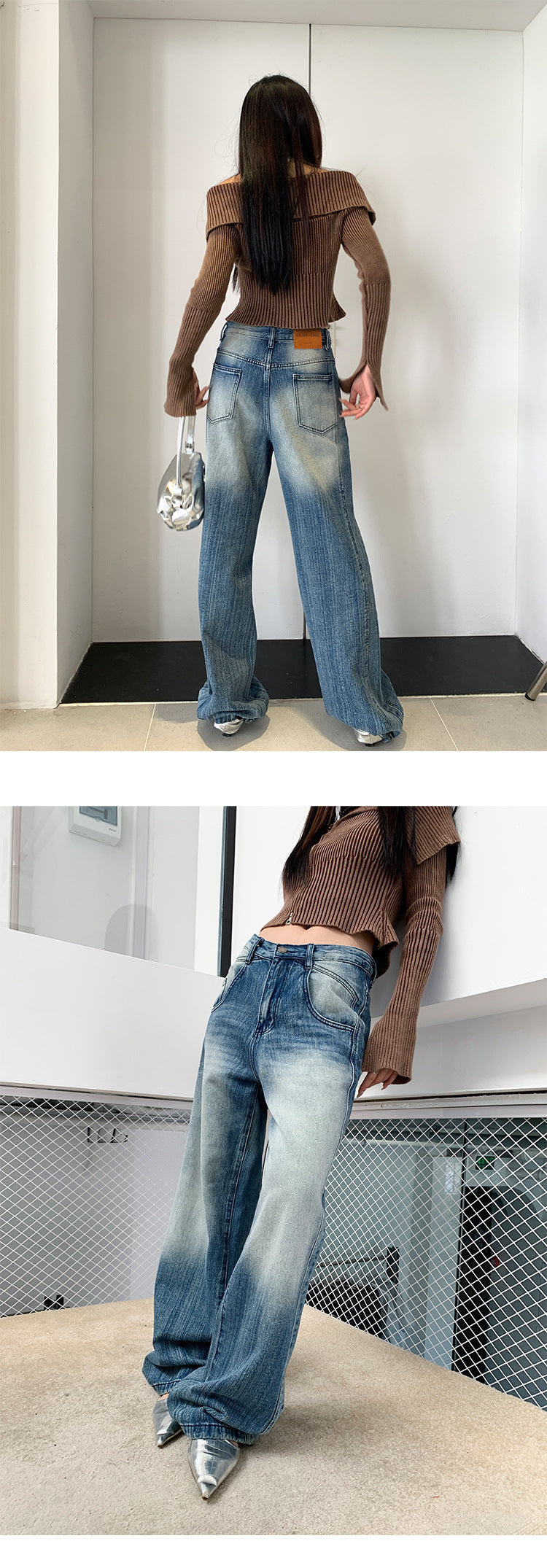 Women's Low Waist Retro Wide Leg Jeans