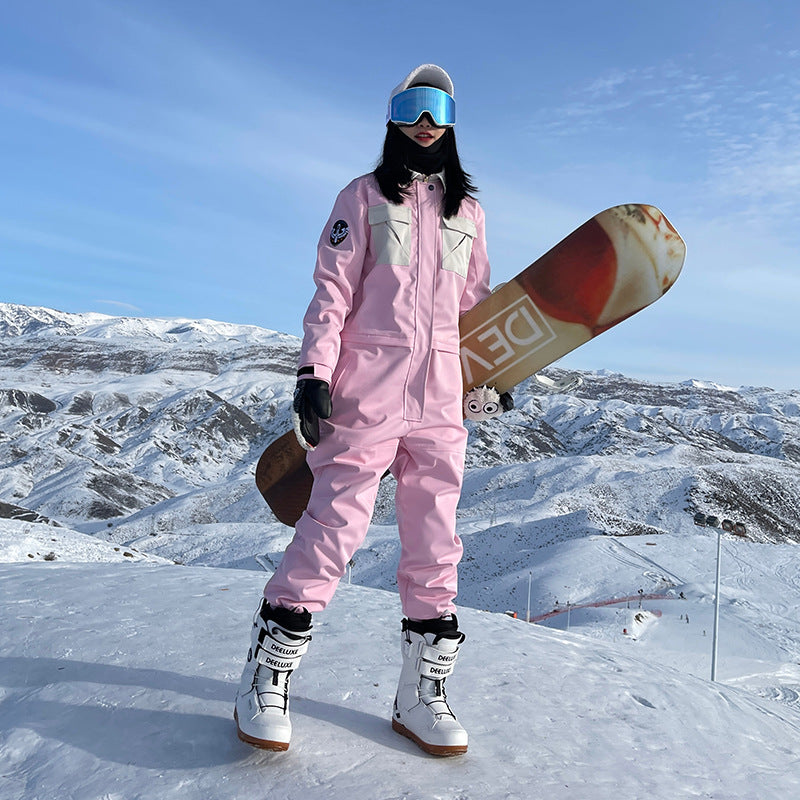 Traje de esquí térmico impermeable a prueba de viento de una pieza