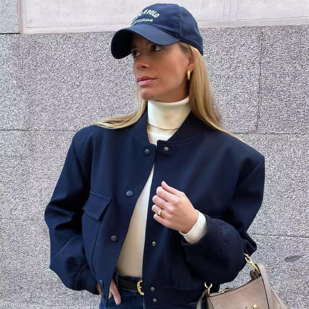 Manteau à col montant pour femme, veste à la mode