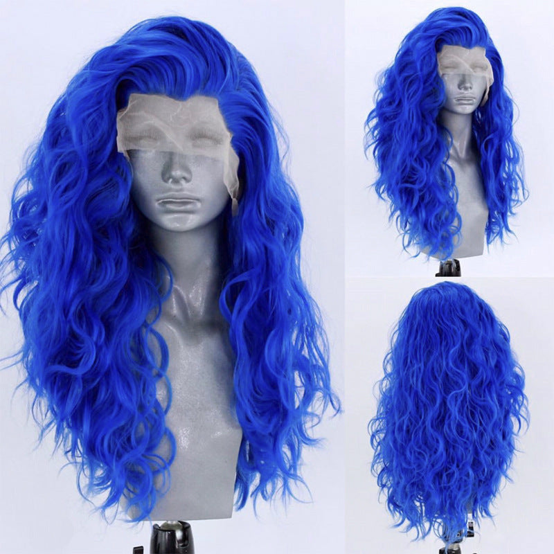 Hand Hook Front Micro-roll Big Wave Chemical Fiber High Temperature Silk Full Lace Wig Female