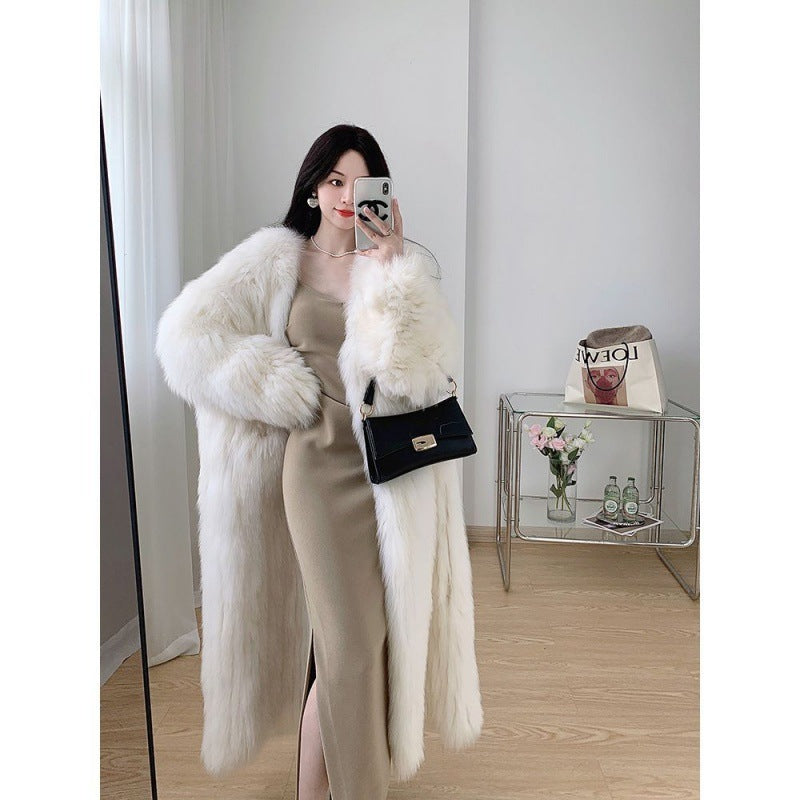 Female Online Influencer Woven Fur Coat