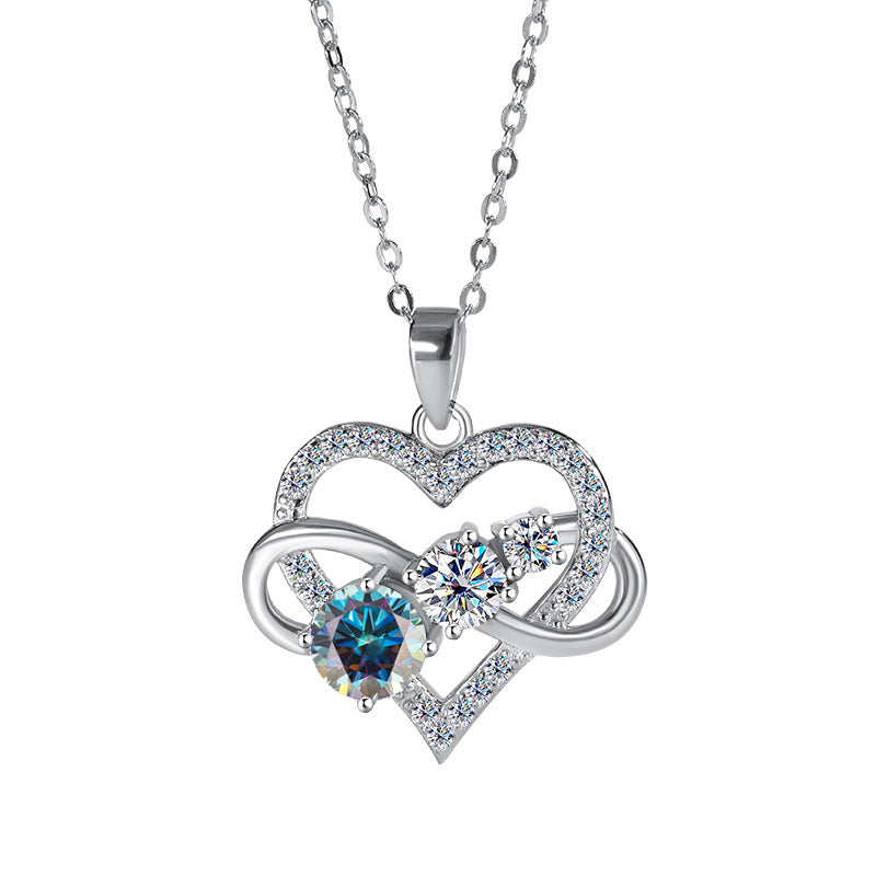 Collier d'amour Moissanite en argent 925 pour femmes